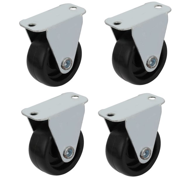 Unique Bargains 1.25-inch Diameter Wheel Rigid Top Plate Fixed Rolling Caster Roller Black 4pcs