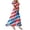 Vermilion, variant on Women's 4th of July Patriotic Dress, Women Loose Fit V-Neck Short Sleeve Dress, Sexy Independence Day American Flag Printed, High Waist Maxi Design for Summer Beach Outings,Blue L