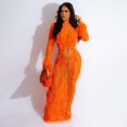 thumbnail image 2 of Gibobby Vestido Mujer Casual de Playa Verano Vestido largo de lentejuelas ahuecado informal de punto con flecos para mujer(Naranja,M), 2 of 5
