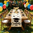 thumbnail image 2 of Elegant Graduation Table Runner, Black and Gold Foil Bachelor Cap Decor, Long Disposable Table Cover for Graduation Party Dessert Table and Celebration Buffet, 2 of 6