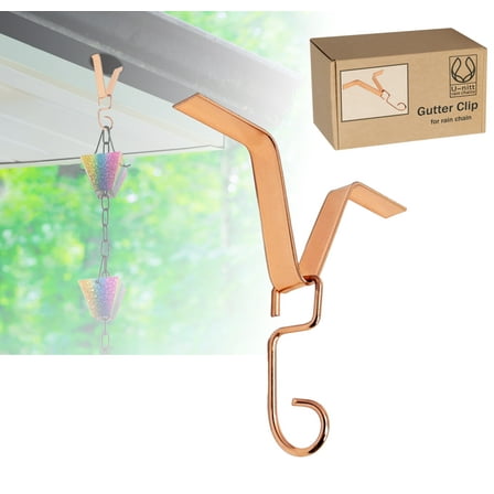 U-nitt Gutter Clip for Rain Chain Installation, Copper Plated Iron, Standard, 973CP, 5.75 X 6 inches