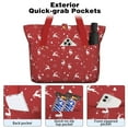 thumbnail image 2 of Tote Bag for Women - Red Christmas Deer Pattern Shoulder Bag - Large Utility Work Duffle Bag with Zipper Handbag for Travel, Work, Sprots, 2 of 5