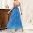 thumbnail image 4 of SMihono Glitter Patchwork Prom Dress Trendy Comfy Spaghetti Straps Ball Gown Sweetheart Formal Party Maxi Dress Backless Sundress Sky Blue L, 4 of 8