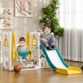 thumbnail image 2 of Qaba 6-in-1 Slide and Swing Set with Basketball Hoop, Climber, Yellow, 2 of 10