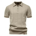 thumbnail image 2 of Sentmoon Ensembles d'Été pour Hommes Grande Taille Coupe Ample Col Rabattu Manches Courtes Extensible Hauts pour Hommes Chic Décontracté Couleur Unie T-Shirts pour Hommes Actifs pour la Randonnée et le Camping Kaki TTG, 2 of 4