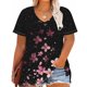 thumbnail image 4 of Puntoco Liquidación de blusas cortas para mujer Camisa básica estampada de manga corta con cuello en V y talla grande para mujer, 4 of 5