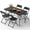 Black Table&White Chairs, variant on OROFULL 6FT Folding Table Set with 6 Chairs, Plastic Portable Dining Table for Party Camping Backyard Events Picnic,White
