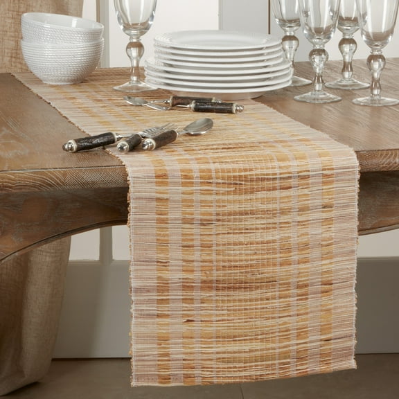 Saro Lifestyle Striped Water Hyacinth Table Runner