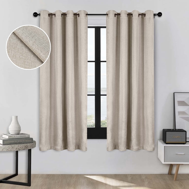 Superior Linen Blackout Curtains, 52"W x 63"L, Ivory photo 1