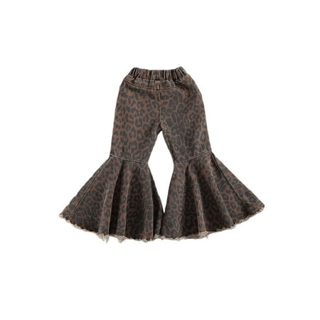 

One opening Toddler Ripped Trousers Baby Girl Elastic Waist Frayed Hem Flared Pants Bottoms