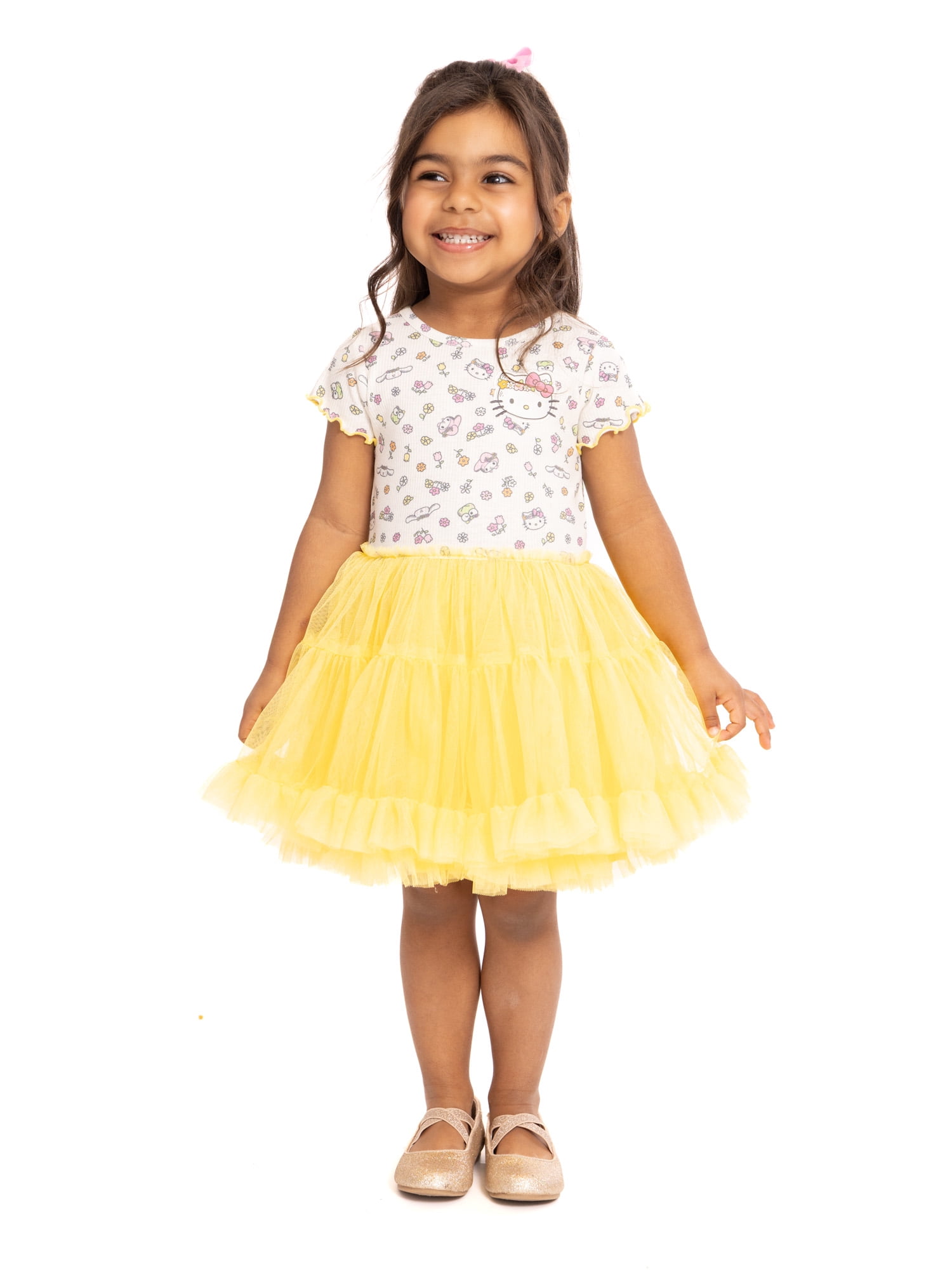 Hello Kitty Toddler Girls Graphic Tutu Dress with Short Sleeves, Sizes 12M-5T