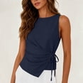 thumbnail image 2 of jjayotai Cotton Linen Tank Tops for Women Tie Wrap Sleeveless Ruched Boatneck Shirts Casual Summer Beach Going out Tops, 2 of 6