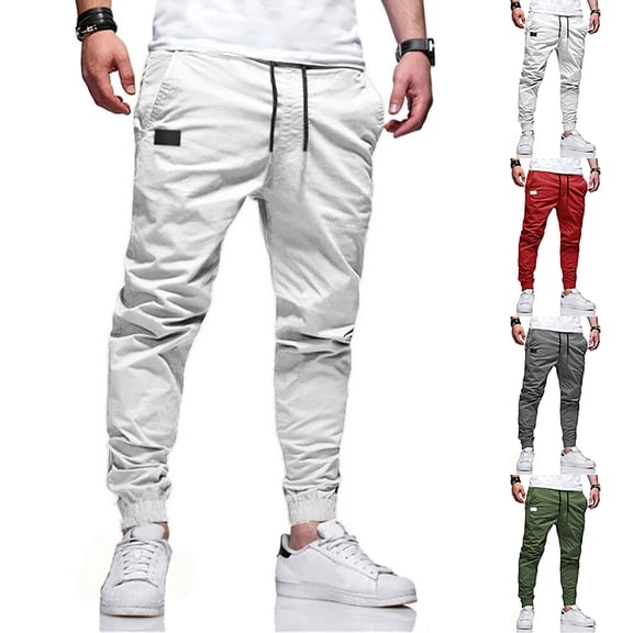Men Winter Pants Lined Sweatpants Active Running Jogger Pant Drawstring Grey L