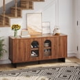 thumbnail image 2 of Mueble TV 3 niveles estantes ajustables puertas arco centro entretenimiento nogal Pinmoco A-ANCA, 2 of 8