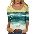 thumbnail image 2 of Viluyesy Round Neck T-Shirt for Womens 3/4 Sleeves Shirt Tops Fashionable Relaxed Loose Blouse Multicolor Size S, 2 of 9