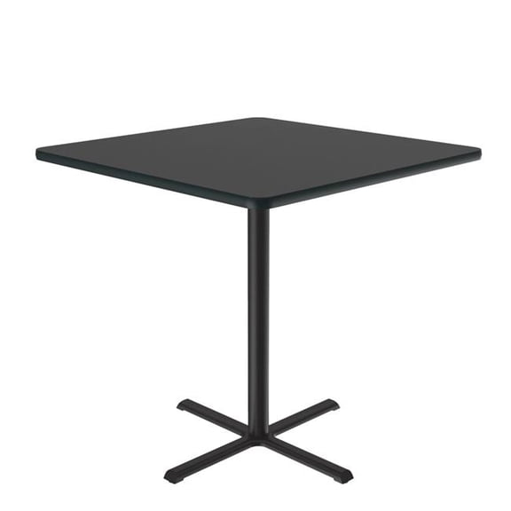 Correll SXB36S-07-98-09 36 in. X-Base High Pressure Laminate Cafe & Breakroom Table with Stamped Steel Base - Black Granite - Square