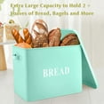 thumbnail image 7 of Bread Box for Kitchen Countertop, Vesteel Metal Bread Bin Holder for Modern Classic Farmhouse, Extra Large & High Capacity Storage Container - 13" x 9.8" x 7.3" - Holds 2+ Loaves, Turquoise, 7 of 7
