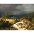thumbnail image 2 of Hermann Ottomar Herzog 18x15 Gold Ornate Wood Frame and Double Matted Museum Art Print Titled - Mill on a Torrent (1871), 2 of 4