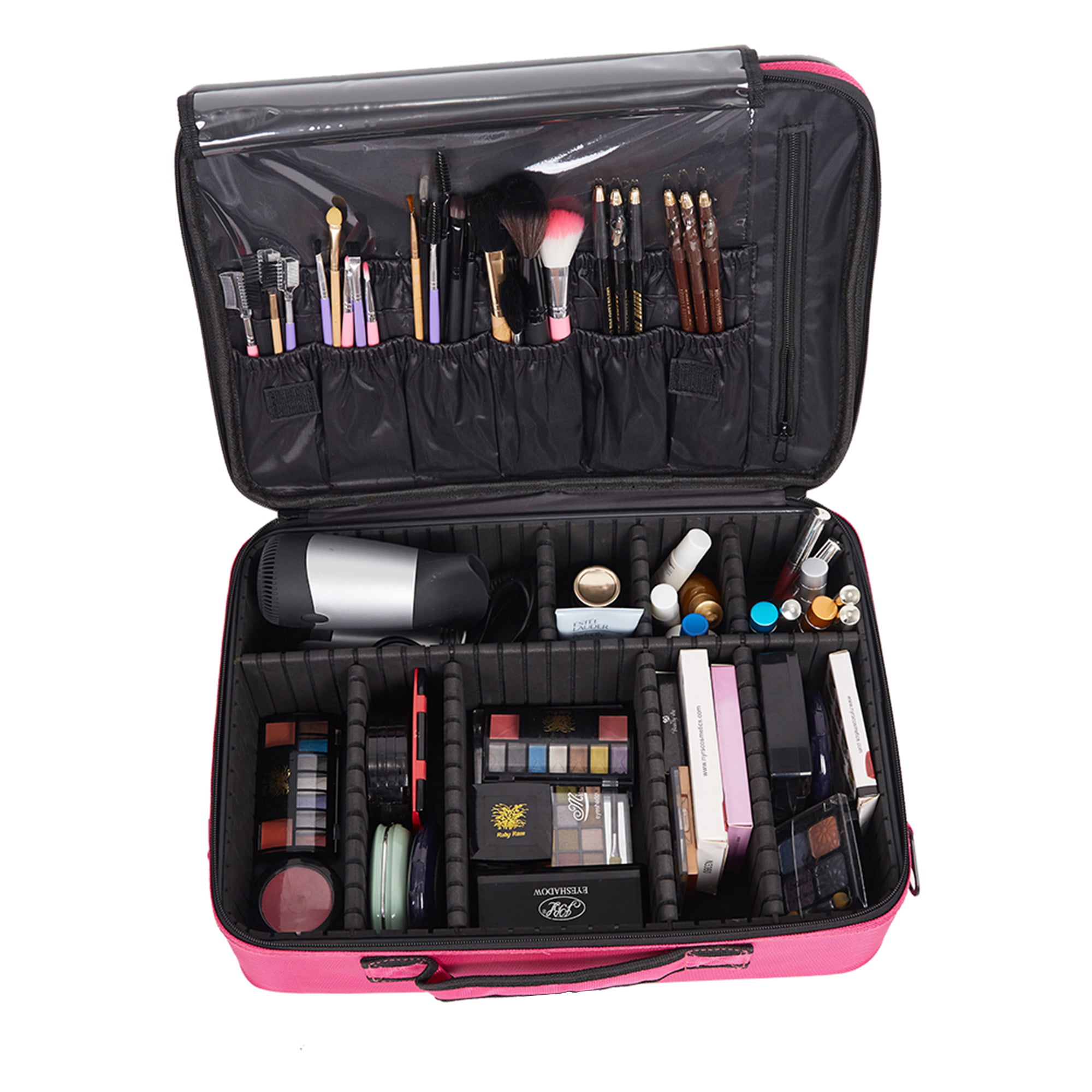 KARMAS PRODUCT Makeup Train Case 3 Layers Portable Cosmetic Organizer ...