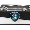 thumbnail image 3 of Girls Are Strong Luxury Bangle - Heart Bangle Bracelet - Silver/Gold color, Personalized Engraving Option, 3 of 5
