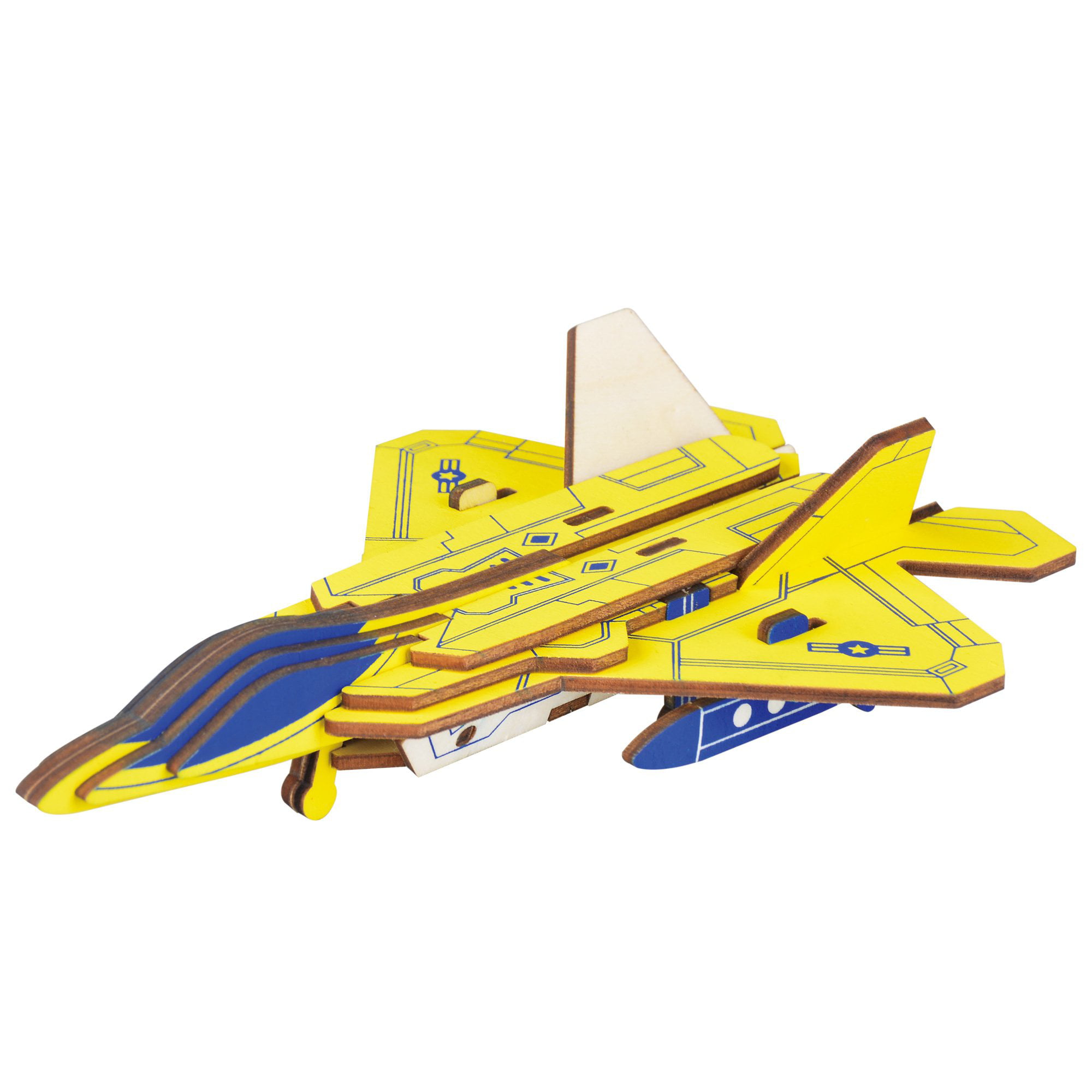 Kids Play DIY 3D Wooden Fighter Aircraft Plane Model Construction Puzzle Kit 