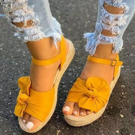 

Woman Summer Sandals Open Toe Casual Platform Wedge Shoes Casual Fashion Bow