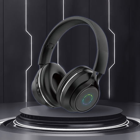 Over Ear Headphones Hwkond Gradient High-end Large Earmuff Bluetooth Earphones Personalized Seven Color Illuminated Wireless Sports Earphones And Headworn Fashionable Earphones Black