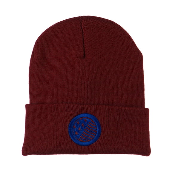 Waving USA Flag Embroidered Long Beanie - Maroon OSFM