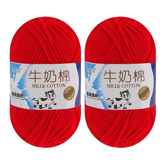5 Ply Cotton Knitting Yarn Skeins 50g – Soft Crochet & Knitting Yarn for Sweaters, Scarves, Hats, DIY Crafts, 2 Pack Bright Red