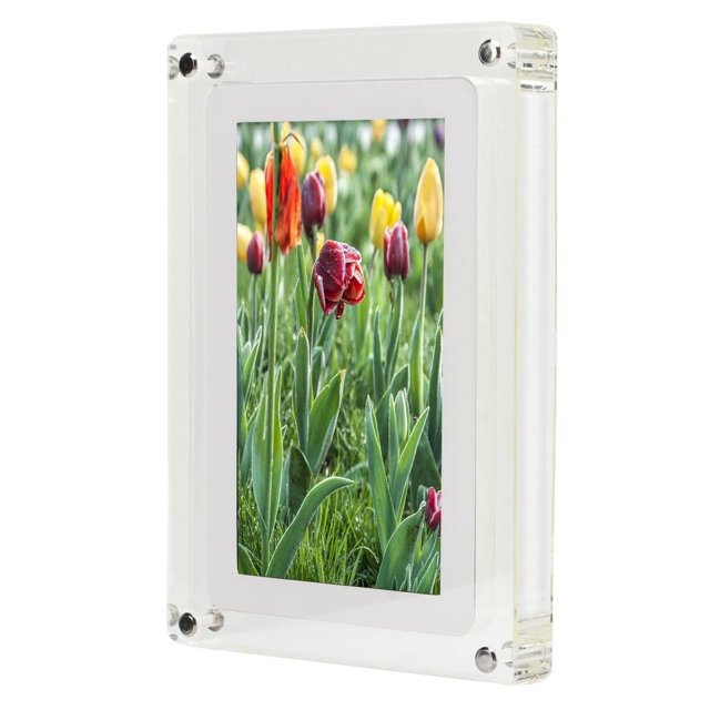 Marco de Fotos Digital Acrílico Transparente con Pantalla LCD HD de 7 Pulgadas y Altavoz para Decora