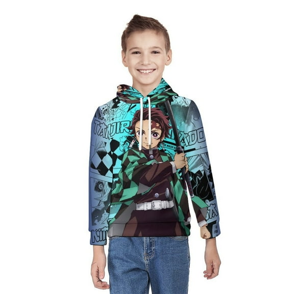 Demon Slayer Youth Hoodies Boys Girls 3D Printed Sweatshirt Fall Winter Clothes Long Sleeves Pullover Sweater S