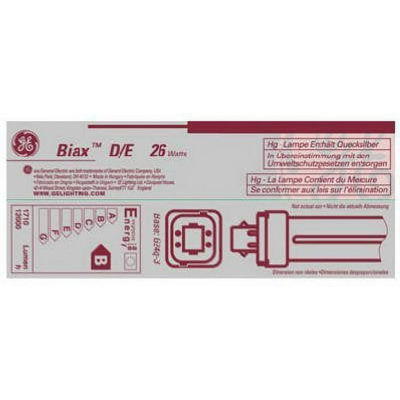 GE Biax (TM) 26W, T4 PL Plug-In Fluorescent Light Bulb
