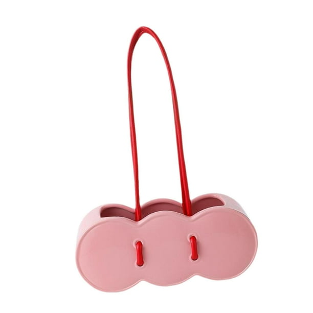 Jarrón de cerámica con forma de bolso, florero para mesa de comedor estilo granja. Rosa