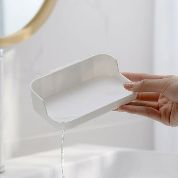 WLAGOOD Soap Dish Holder for Shower Suction Cup Wall Mounted，3.3*3.5inch No Punch, Acrylic Plastic Dish, Soap, Sponge, Toiletry Container, Bathroom, Kitchen Accessories, Space Saving Shower Soap