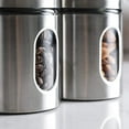 thumbnail image 4 of Brushed Stainless Steel and Glass Canister with Window, 5"H & 21OZ Set of 3…, 4 of 5
