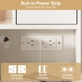 thumbnail image 6 of Makeup Vanity Desk with Lighted Mirror & Power Strip,White Vanity Table Set with Hair Dryer Rack,Hidden Sliding Mirror Bedroom Dressing Table with 3 Drawer and 2 Cabinet,3 Lighting Colors,40.6in(L), 6 of 8