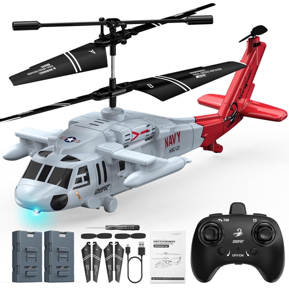 DEERC Black Hawk RC Helicopter for Kids, 2.4GHz Remote Control Helicopter for Adults, 26 Mins Flight, LED Lights, Altitude Hold, One-Key Take Off, Indoor Friendly, Helicopters Toy for Boys 8-12 Boys