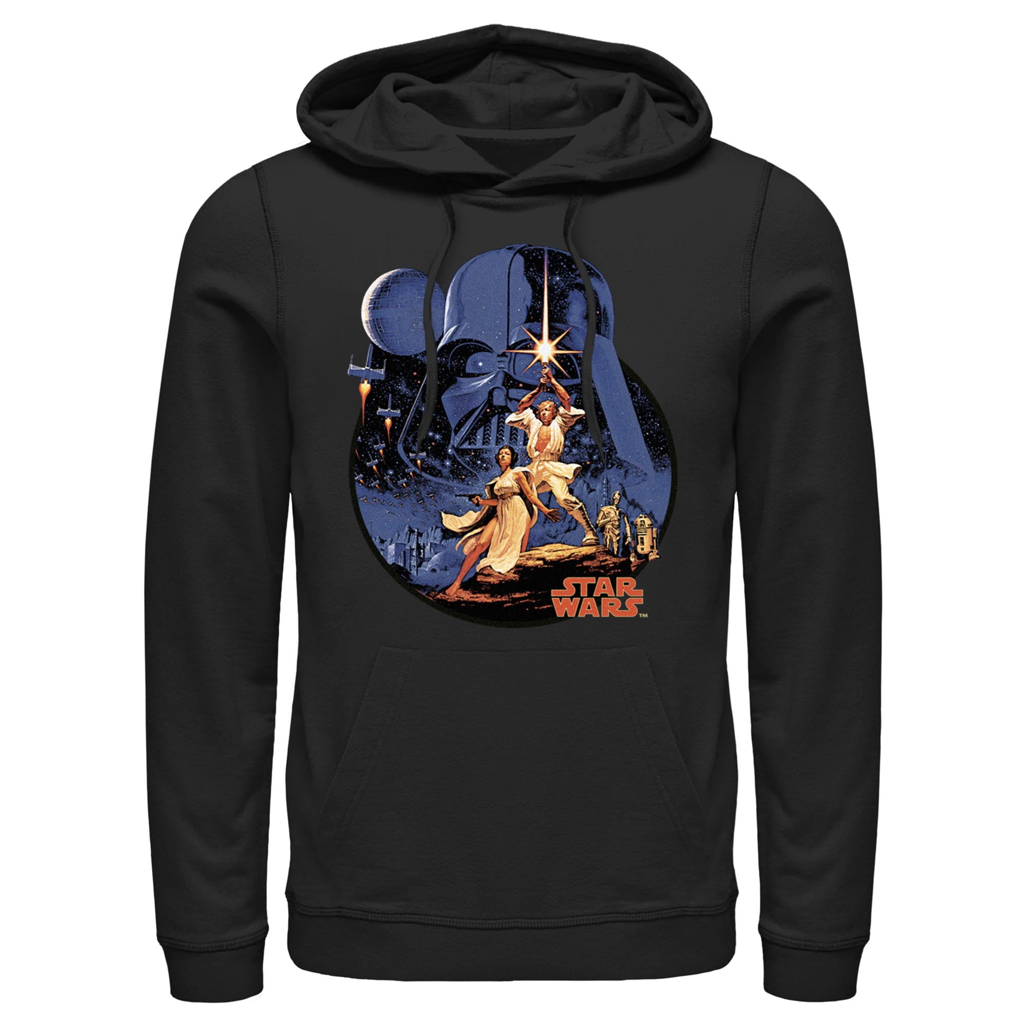 Men's Star Wars Neon Collage Pull Over Hoodie Black Medium