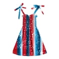 thumbnail image 5 of Faraee Girls 4th of July Dress Toddler Patriotic Outfit American Flag Sundress Kids Sleeveless Smocked Casual Summer Clothes (5-6T,Hot Pink), 5 of 6