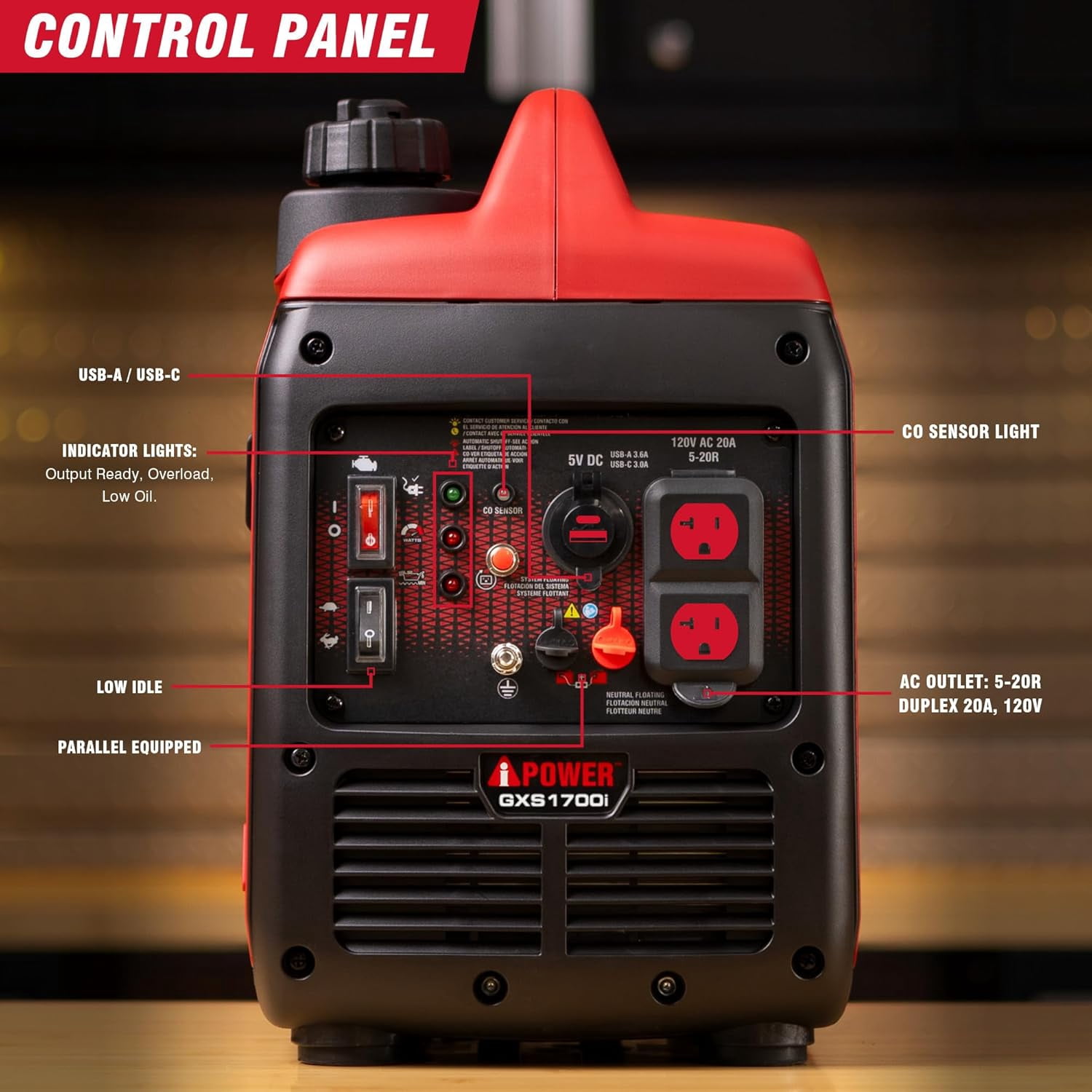 A-iPower 1700 Watt Portable Quiet Inverter Generator Gas Powered, Ultra Lightweight Generator for Camping, Tailgating, Home Backup & Emergency, EPA Certified, CO Sensor (GXS1700i)