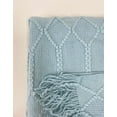thumbnail image 5 of Fennco Styles Irregular Rhombus Diamond Knit Fringe Throw Blanket 50" W x 60" L – Aqua Geometric Woven Blanket for Couch, Bedroom and Living Room Décor, 5 of 6