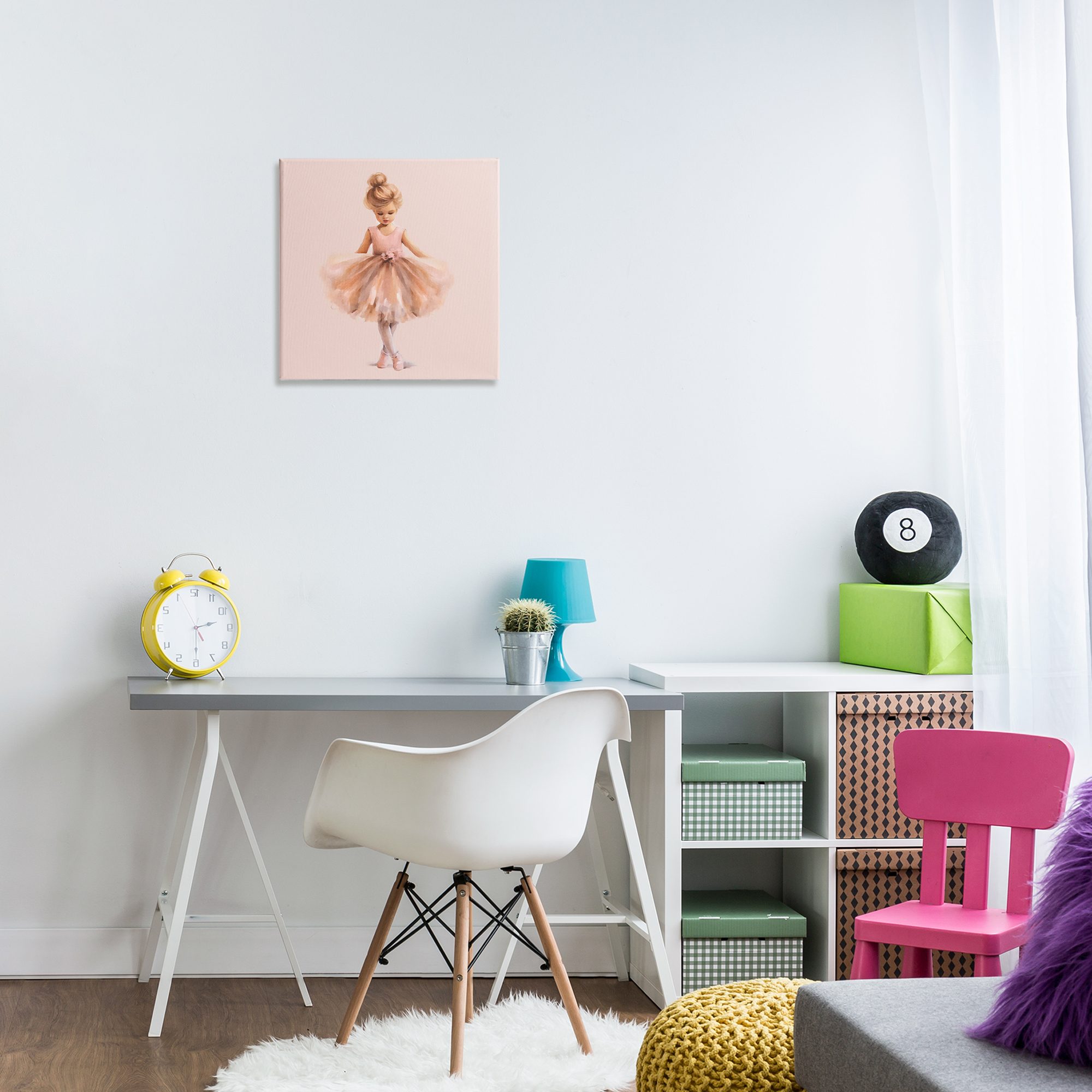 Stupell Industries Pink Ballerina Girl People Painting Wrapped Canvas Art Print Wall Art, 17 x 17