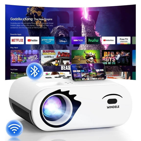 WINDELE 5G WIFI Mini Bluetooth Projector with Screen, Native 1080P, Hifi Stereo, 16oz