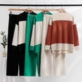 thumbnail image 4 of Elainilye Fashion Women's Loungewear Sets Casual Long Sleeve Knit Tops And Wide Leg Pants Sets Baggy Two Piece Outfit,Green, 4 of 4