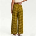 thumbnail image 5 of CFLVAEK Plaid Pants for Women Loose Fit Wide Leg Lounge Pant Casual Summer Elastic Waisted Trousers with Pockets Yellow L, 5 of 8
