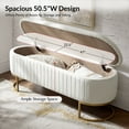 thumbnail image 3 of 50.5" Upholstered Storage Bench For End of Bed Entryway Bedroom Ottoman Ivory, 3 of 9