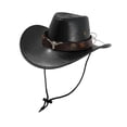 thumbnail image 4 of Sombrero de vaquero occidental, accesorio de vestir, sombrero de disfraz, ligero para mujeres y hombres, elegante Negro, 4 of 9