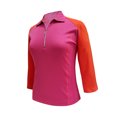thumbnail image 1 of Monterey Club Women's Victory Contrast Zip 3/4 Sleeve Golf Polo Shirt #2371, 1 of 2
