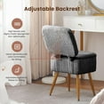 thumbnail image 5 of Vanity Stool Chair with Storage and Folding Back, Small Faux Fur Soft Ottoman, 4 Metal Legs with Anti-Slip Feet, Modern Multifunctional Chairs for Makeup, Bedroom,Black, 5 of 13
