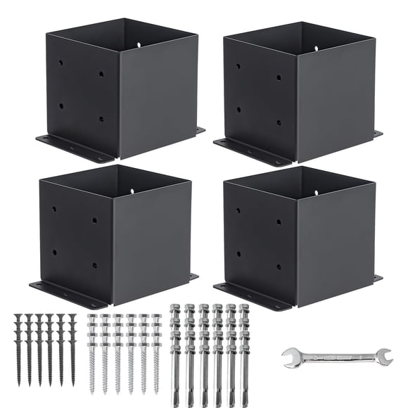 Base para postes AXWHYS, 6 x 6 pulgadas, resistente, de metal negro con revestimiento en polvo